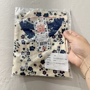Alba of Denmark Blue Floral Gone At The Beach Short Sleeve Shirt